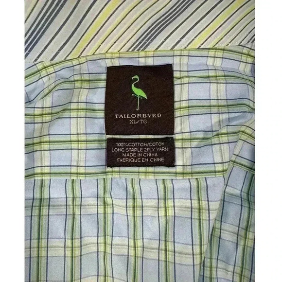 TaylorByrd 100% cotton Men’s XL blue green button down collared shirt - Picture 2 of 5